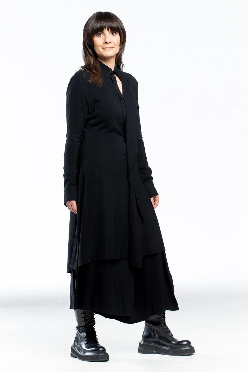 Y´s Yohji Yamamoto Damen Bluse asymmetrisch schwarz