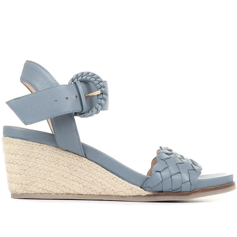 Luana Leather Wedge Sandals - LUANA / 321 575 - Blue