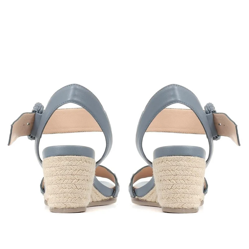 Luana Leather Wedge Sandals - LUANA / 321 575 - Blue