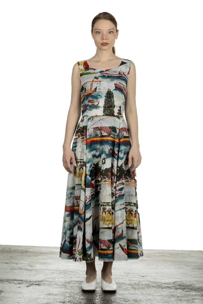 SAMANTHA SUNG Damen Sommerkleid ASTER weiß Print