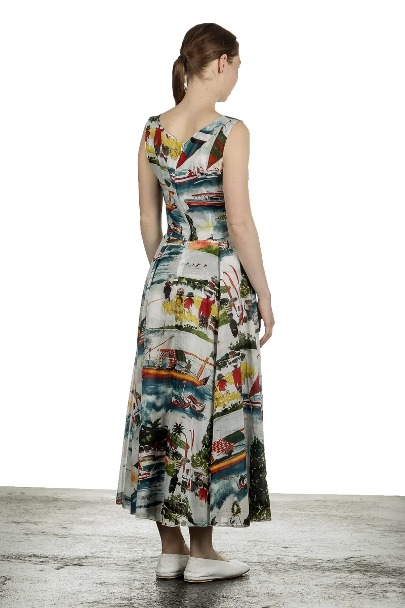 SAMANTHA SUNG Damen Sommerkleid ASTER weiß Print