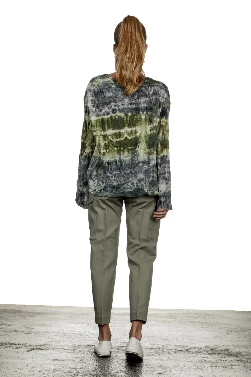 Nine In The Morning Damen Cropped-Cargo Hose mit hohem Bund khaki