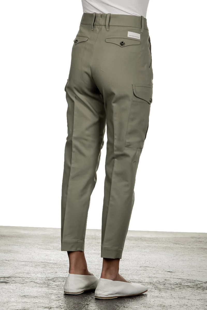 Nine In The Morning Damen Cropped-Cargo Hose mit hohem Bund khaki