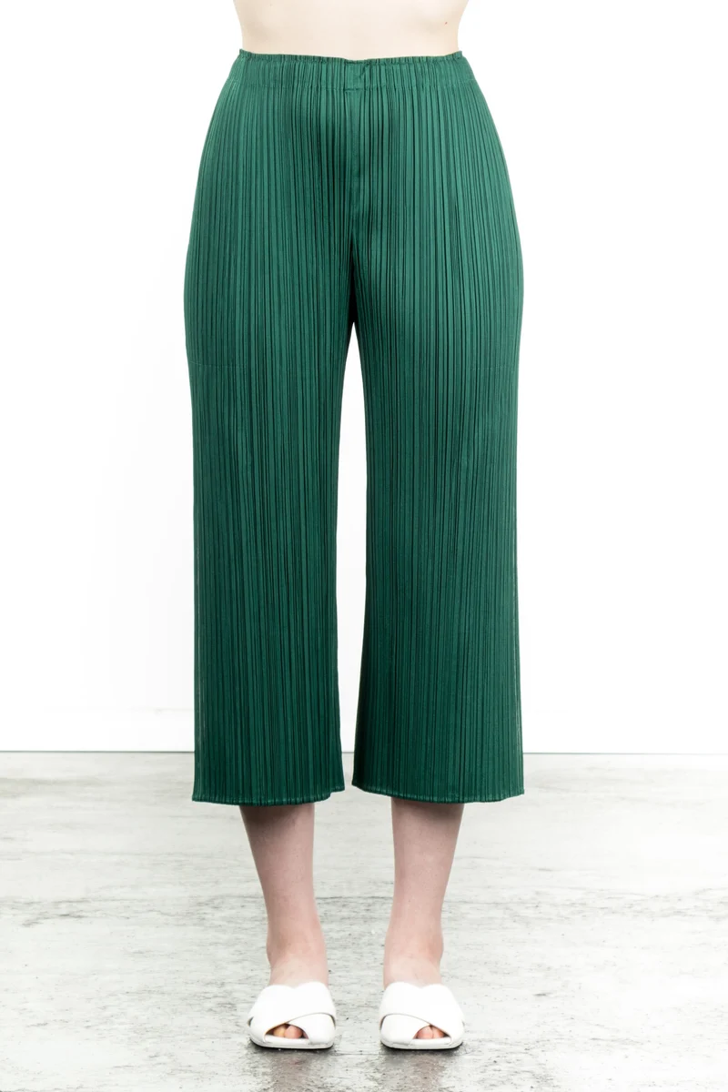 Pleats Please Issey Miyake Plissee 7/8 Hose grün