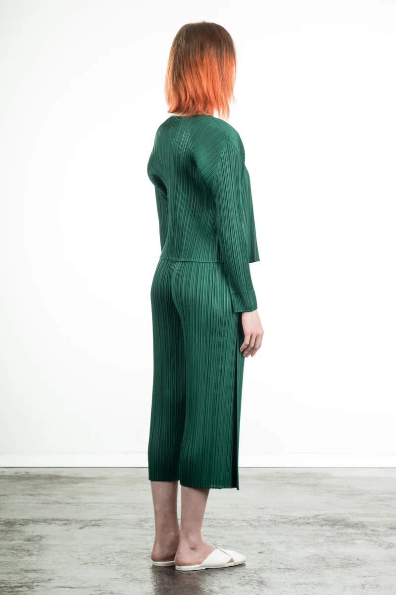 Pleats Please Issey Miyake Plissee 7/8 Hose grün