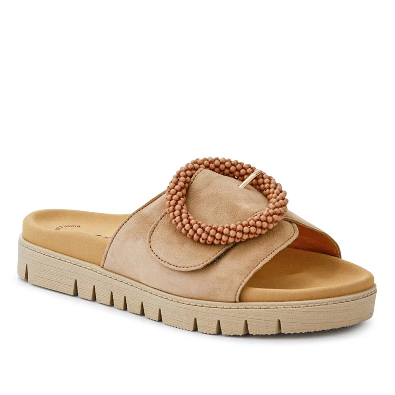 Everly Gabor Leather Chunky Mule Sandals - GAB41507 / 326 988 - Taupe