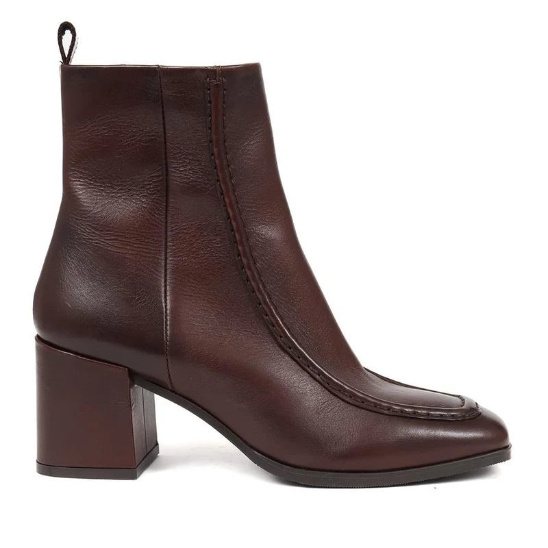 Clementina Apron Front Seam Ankle Boots - CLEMENTINA / 324 304 - Brown