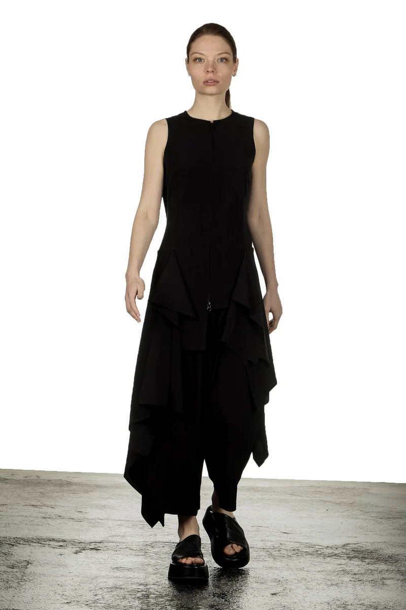 Yohji Yamamoto Damen Asymmetrische Weste mit Drapierung schwarz