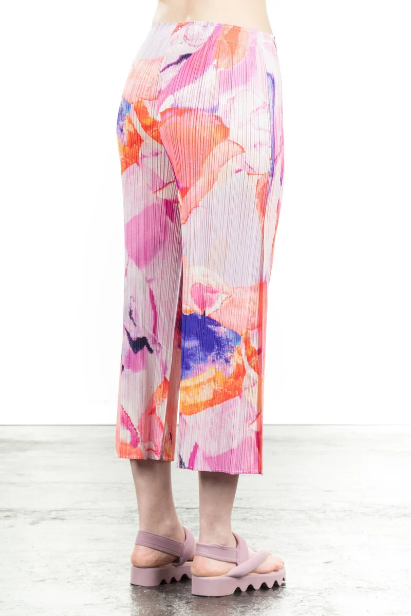 Pleats Please Issey Miyake Plissee 7/8 Hose Print PETAL WALTZ pink