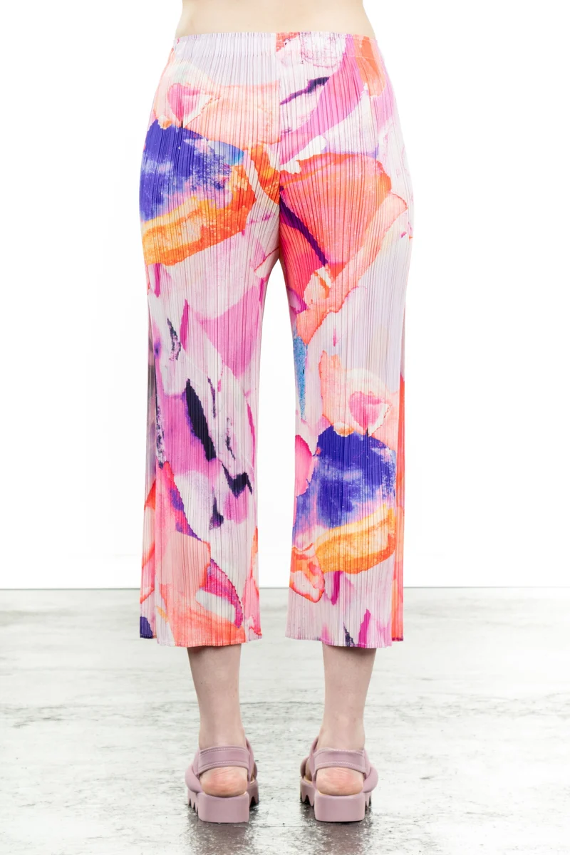 Pleats Please Issey Miyake Plissee 7/8 Hose Print PETAL WALTZ pink