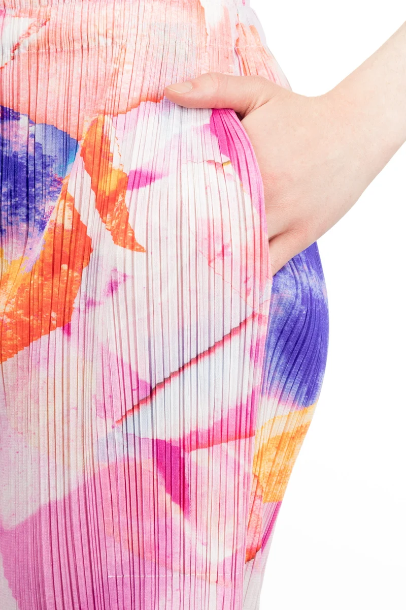 Pleats Please Issey Miyake Plissee 7/8 Hose Print PETAL WALTZ pink