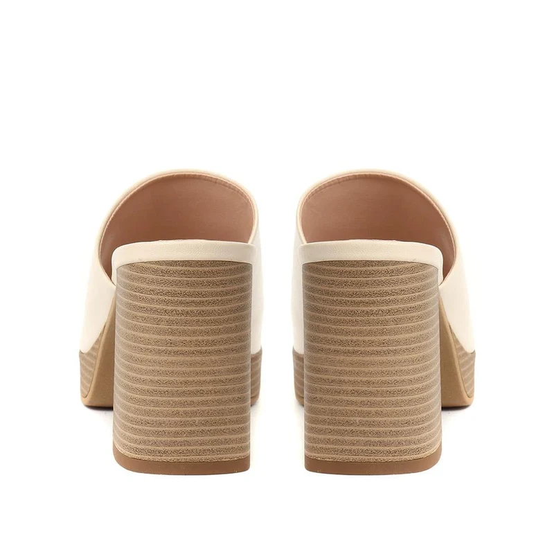 Dominica Leather Heeled Mules - DOMINICA / 323 833 - Cream