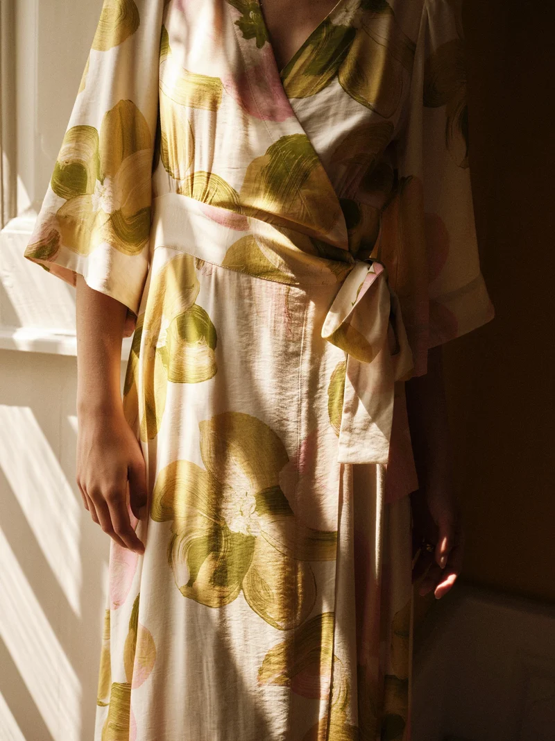 YAS - Yasmarga 3/4 Wrap Long Dress - 4966646 Pristine Marga Aop