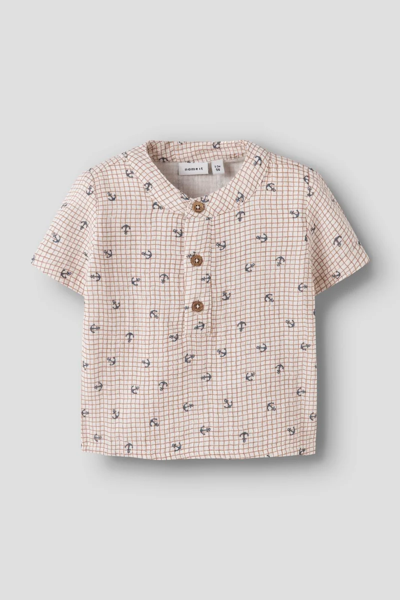 Name It - Nbmfront Ss Shirt - 4974866 Cloud Dancer Anchor