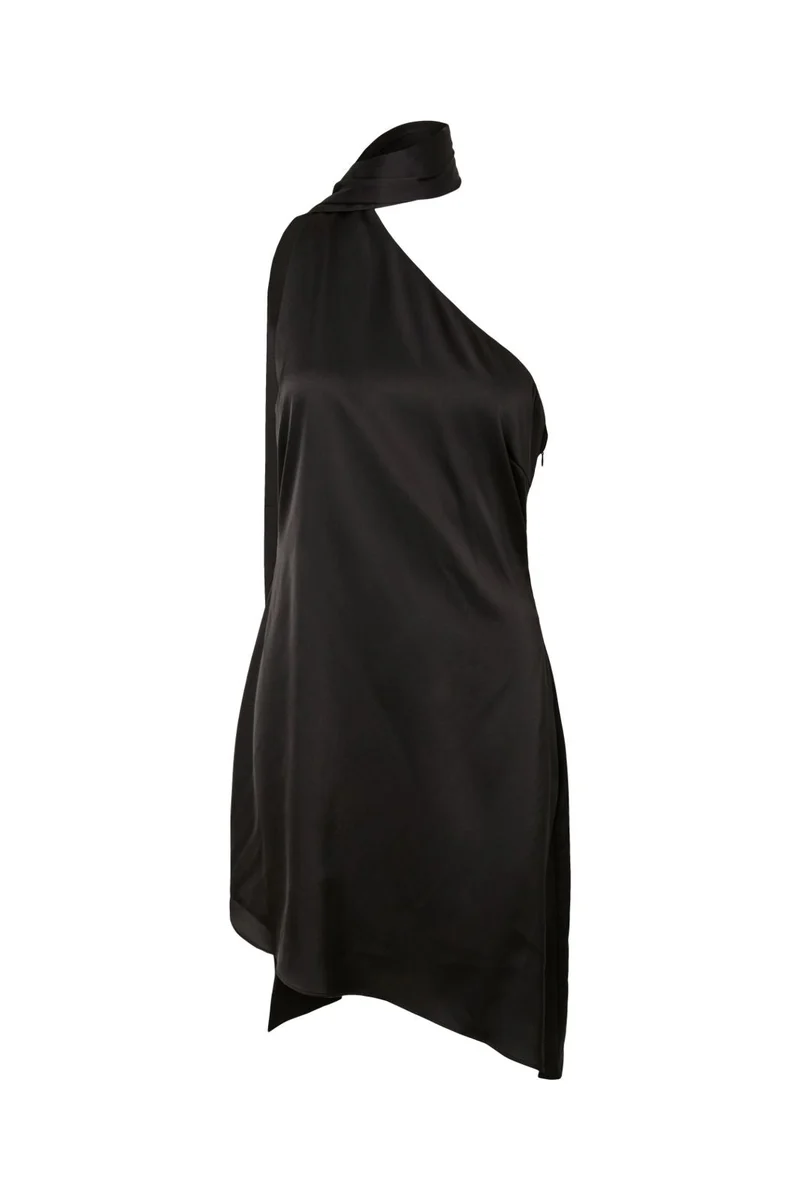 Pieces - Pcfesta Sl Satin Dress - 5127994 Black