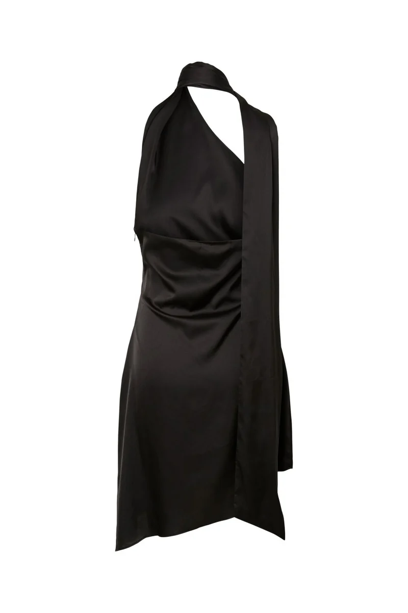 Pieces - Pcfesta Sl Satin Dress - 5127994 Black