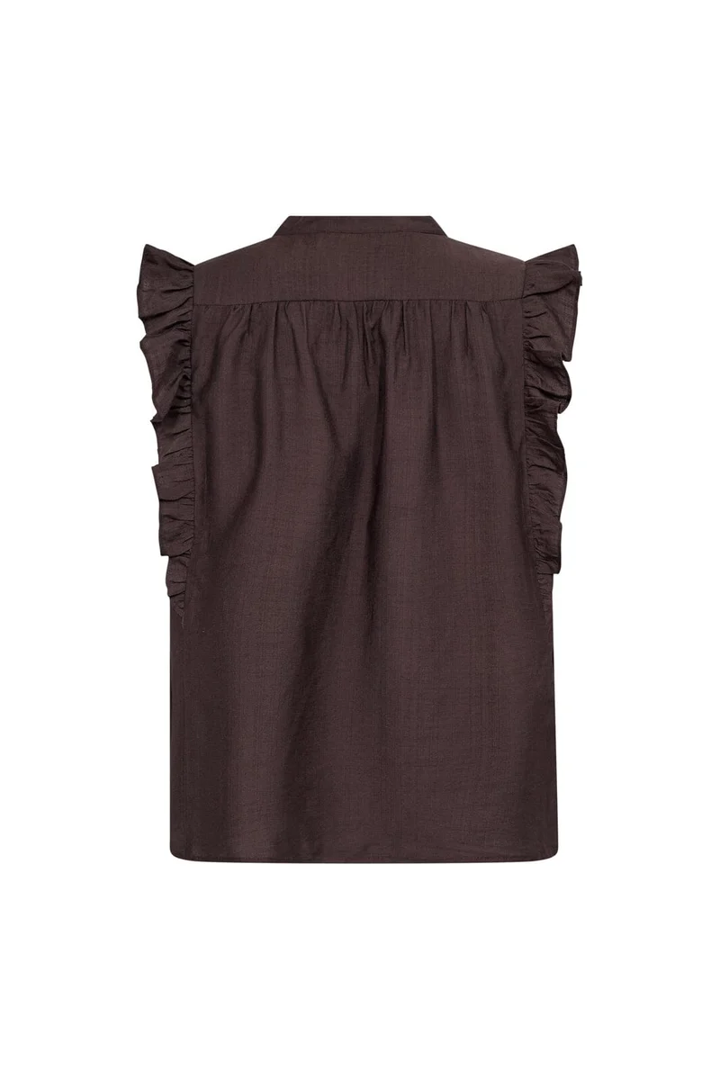Co´Couture - Heracc Frill Ss V-Top 45165 - 145 - Dark Brown