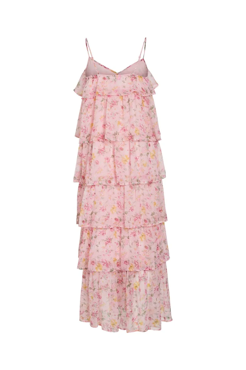 Vila - Viharley Ruffle Maxi Dress - 4997552 Sea Pink Small Flowers
