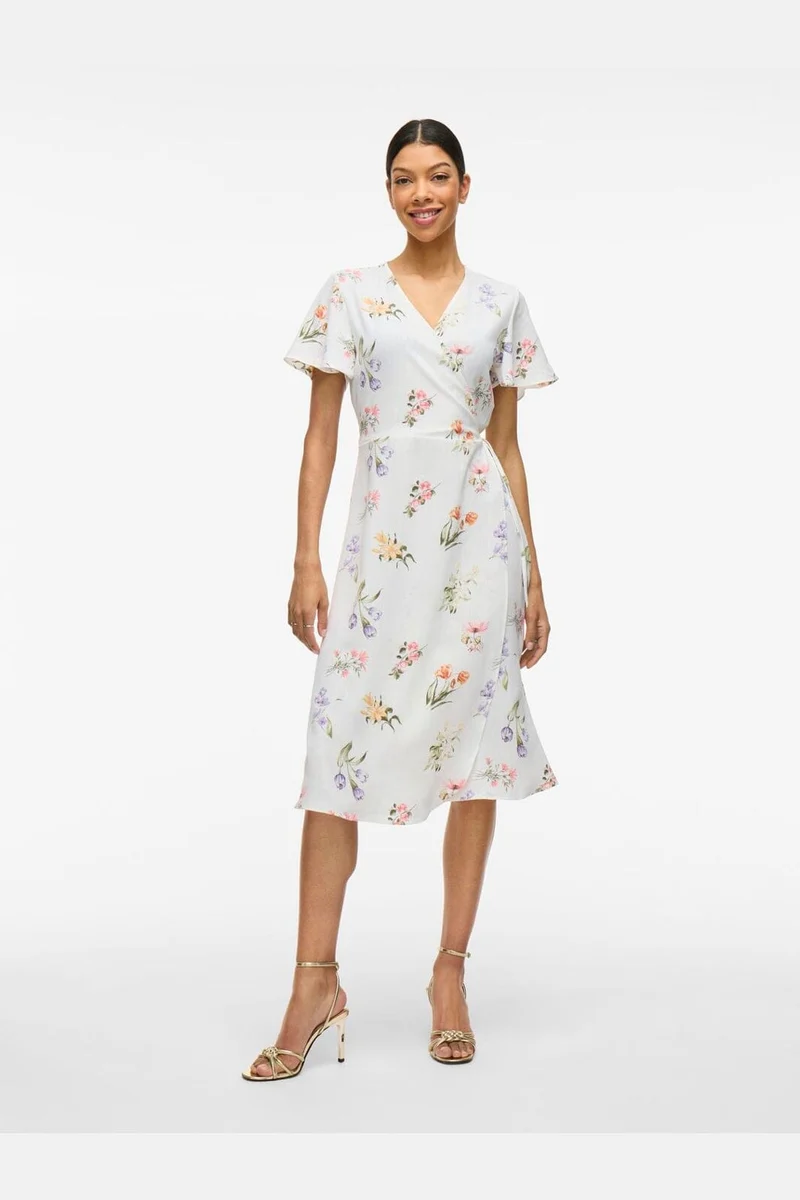 Vila - Vilovie S/S Wrap Midi Dress - 4777771 Snow White Fir