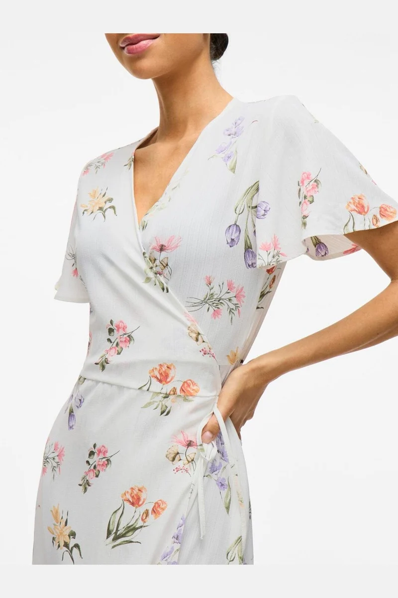 Vila - Vilovie S/S Wrap Midi Dress - 4777771 Snow White Fir