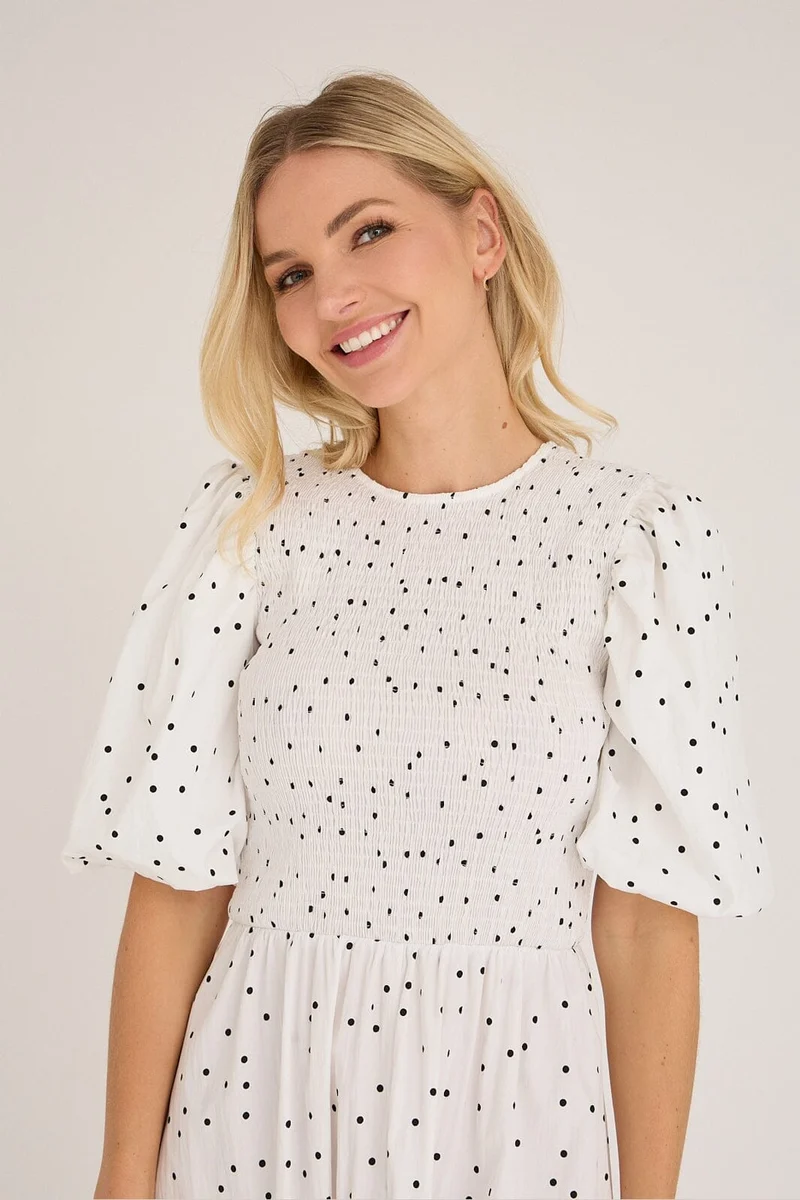 A-View - Tabita Dot Dress AV8164 - 019 - White With Black Dots