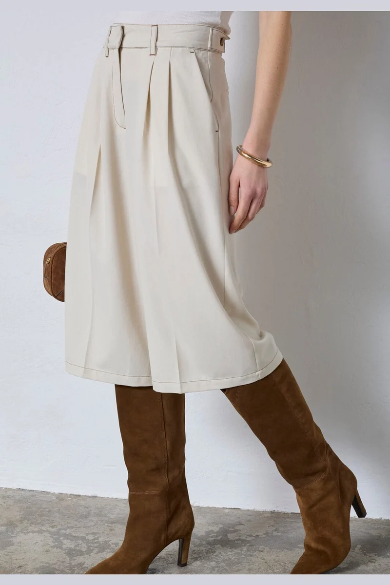 Co´Couture - Terrycc Pleat Bermuda 41205 - 320 - Bisquit