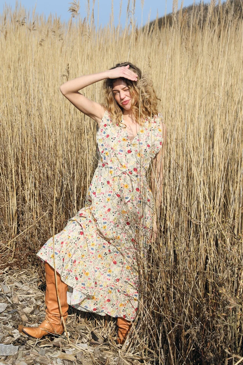 Lollys Laundry - Samoll Midi Dress Sl26241-3006 - 74 Flower Print