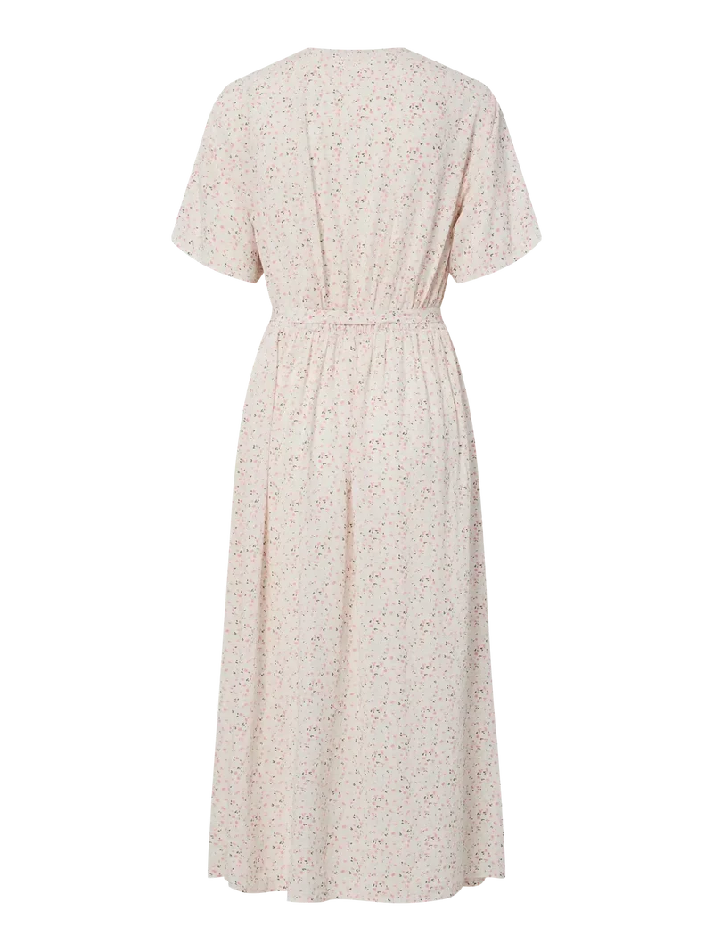 Pieces - Pcbarri Ss Midi V-Neck Dress Msa - 4983766 Cloud Dancer Ditsy Flower Feel