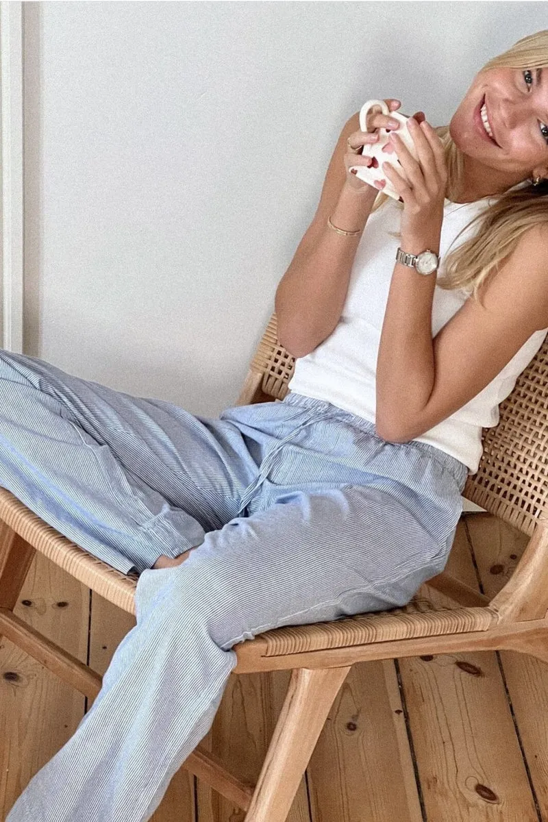 Neo Noir - Sonar Mini Stripe Pants - Blue