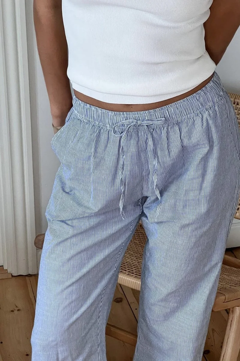 Neo Noir - Sonar Mini Stripe Pants - Blue