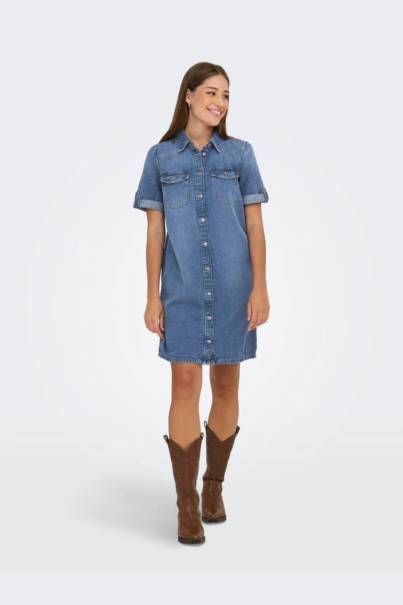 Only - Onllisa S/S Dress Gua - 4806216 Medium Blue Denim