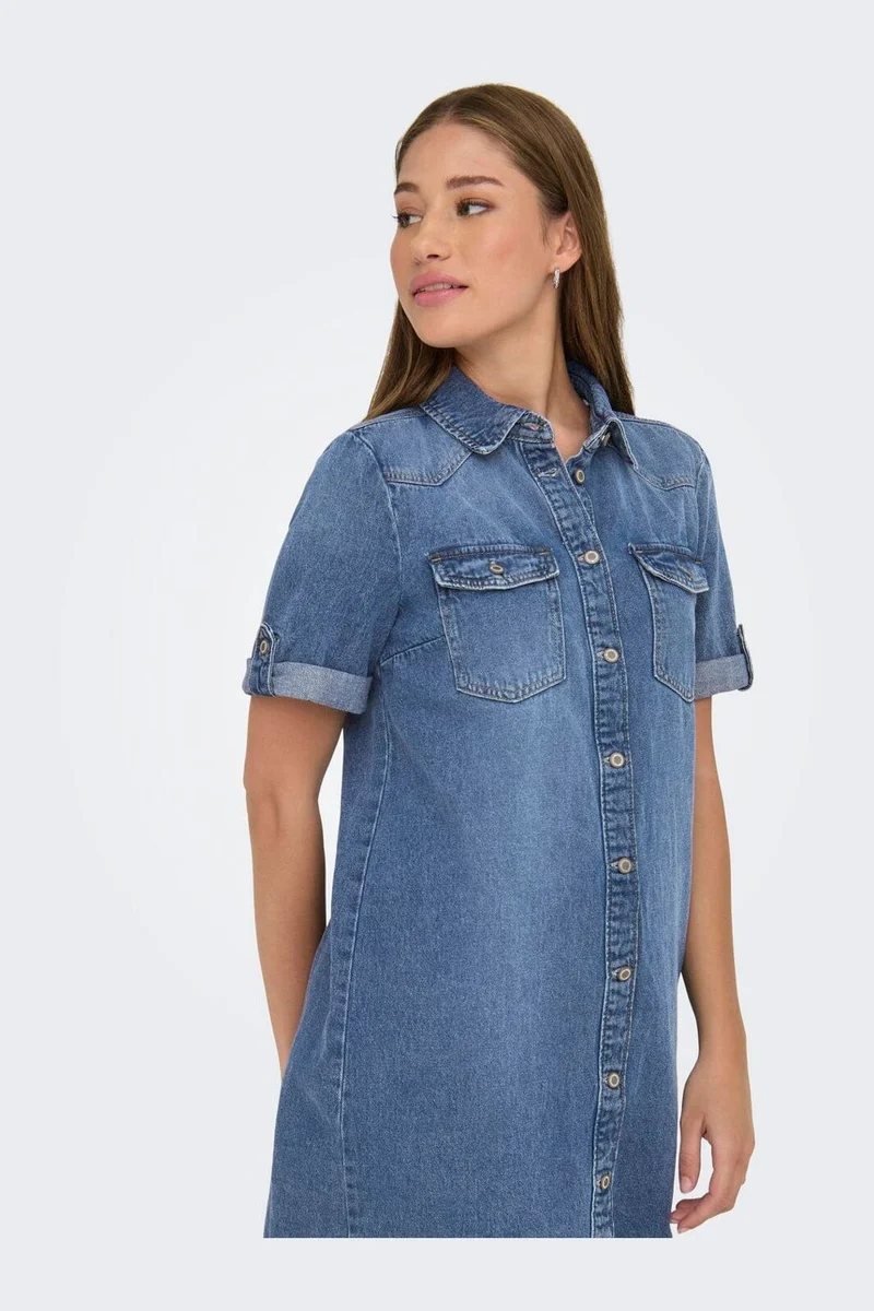 Only - Onllisa S/S Dress Gua - 4806216 Medium Blue Denim
