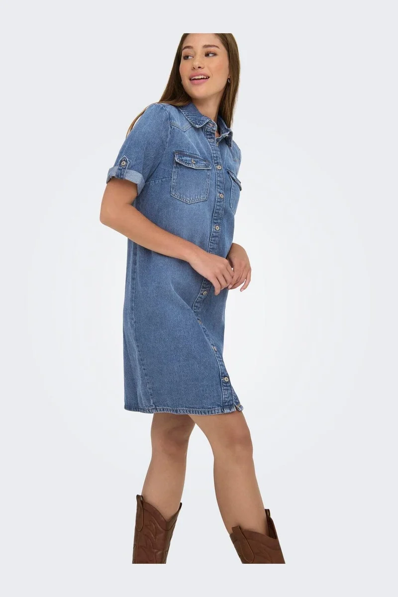 Only - Onllisa S/S Dress Gua - 4806216 Medium Blue Denim