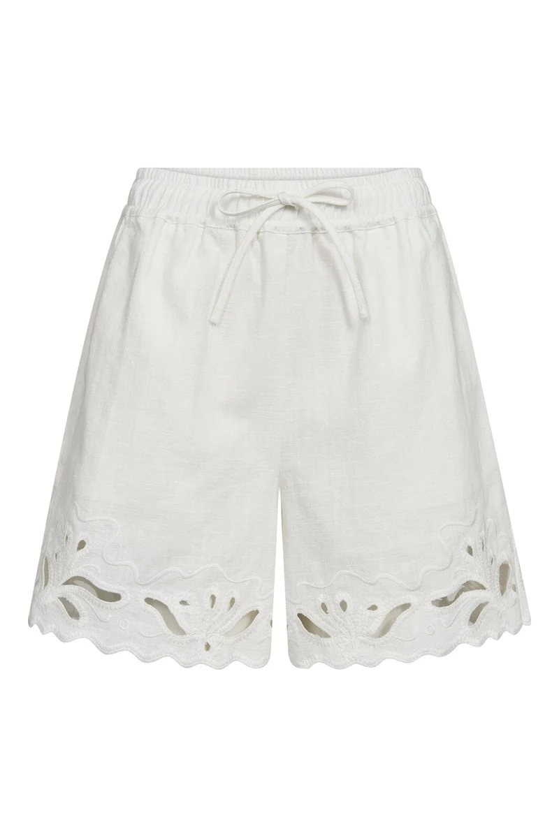 Co´Couture - Litacc Linen Emb Shorts 41196 - 4000 - White