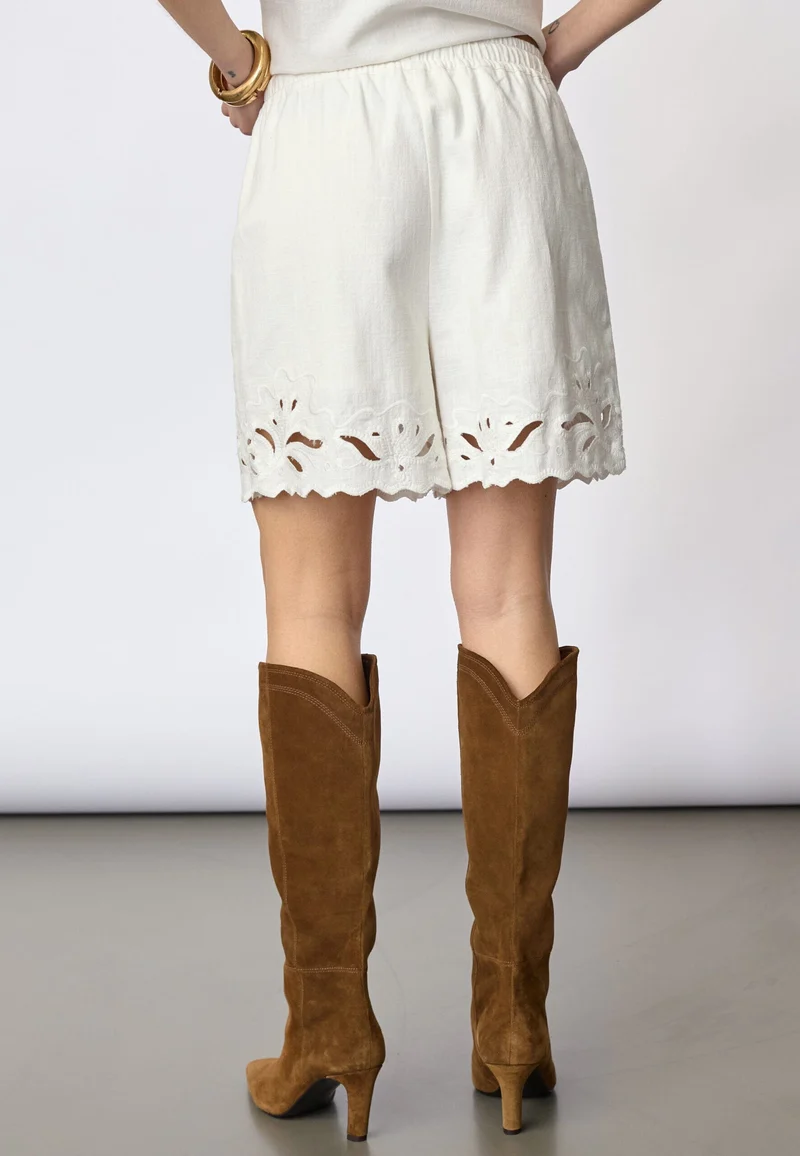 Co´Couture - Litacc Linen Emb Shorts 41196 - 4000 - White