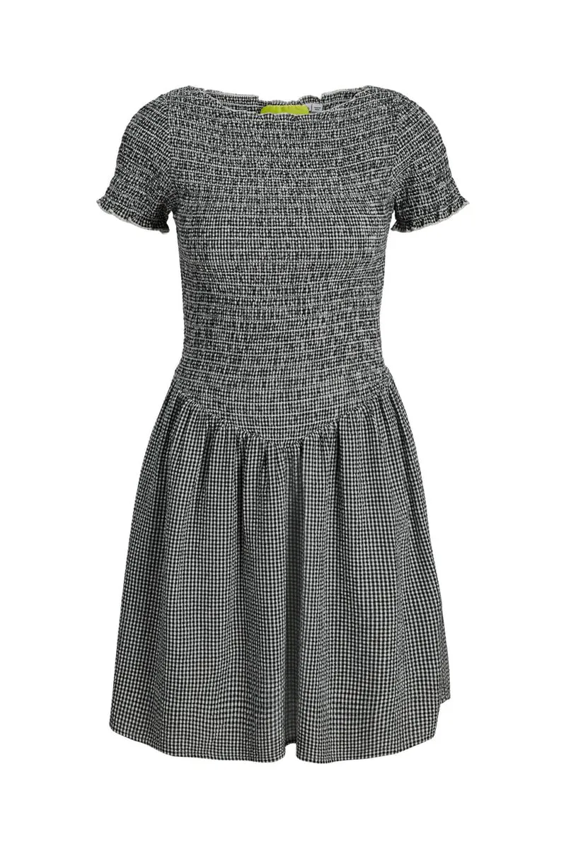 Jjxx - Jxzoe Seersucker Ss Smock Dress - 4984824 Black Blanc De Blanc