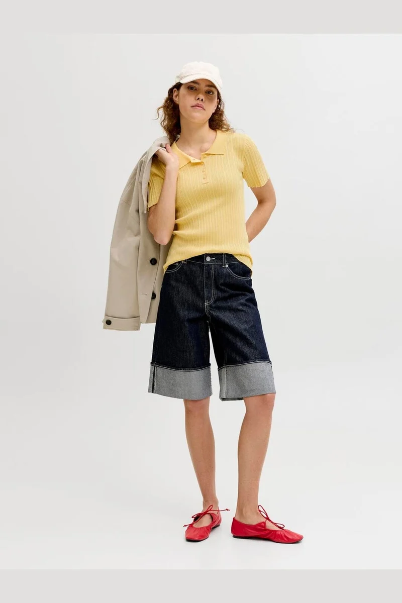 Jjxx - Jxhadley Tight Ss Polo Knit - 4916146 Sunlight