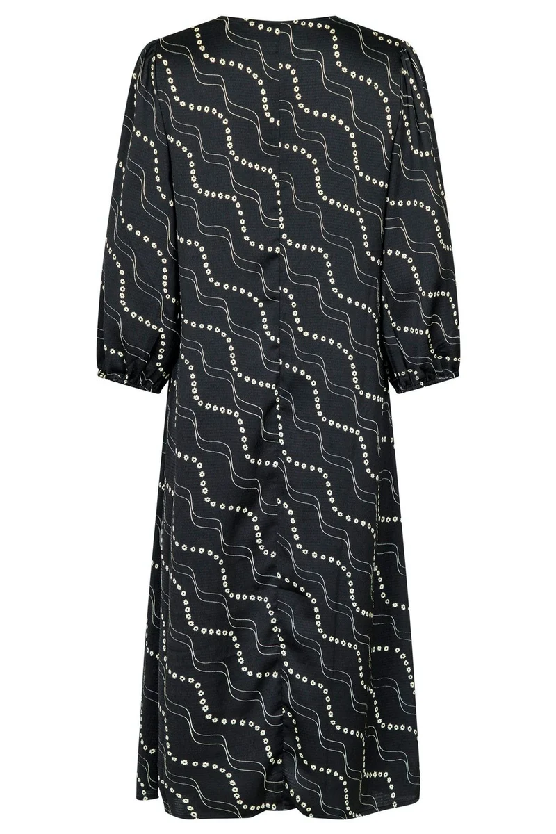 Neo Noir - Delfina Flower Stripe Dress - Black