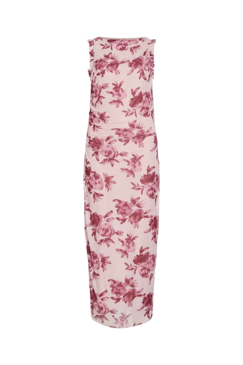 Vila - Virikke S/L Ankle Dress/1/Ka - 5003313 Cherry Blossom Dark Flower