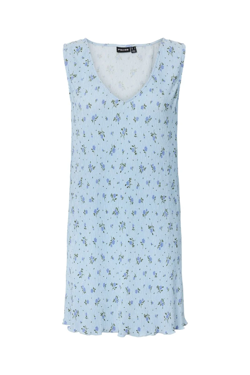 Pieces - Pcflora Sl Tank Rev. Dress Msa - 4963665 Cashmere Blue Blue Flowers