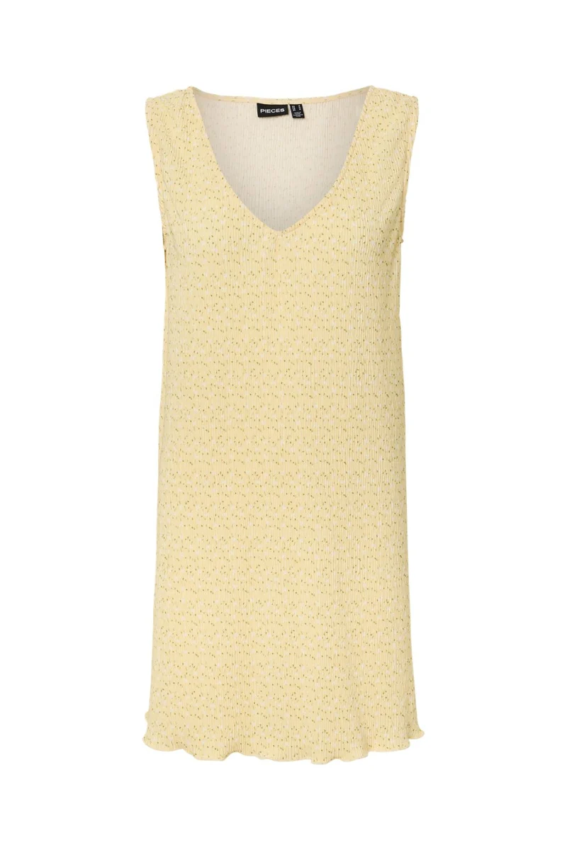 Pieces - Pcflora Sl Tank Rev. Dress Msa - 4963666 French Vanilla Small White Flowers