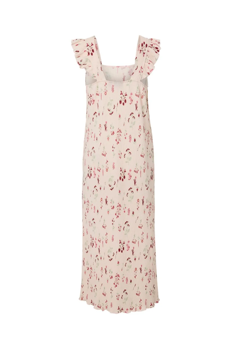 Pieces - Pcflora Strap Flounce Dress Msa - 4975242 Petal Pink Flowers