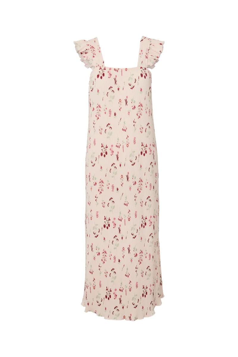 Pieces - Pcflora Strap Flounce Dress Msa - 4975242 Petal Pink Flowers
