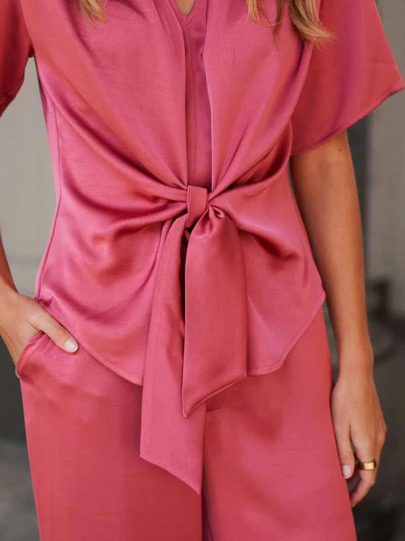 Neo Noir - Casadia Heavy Sateen Blouse 165695 - 430 - Cherry Pink