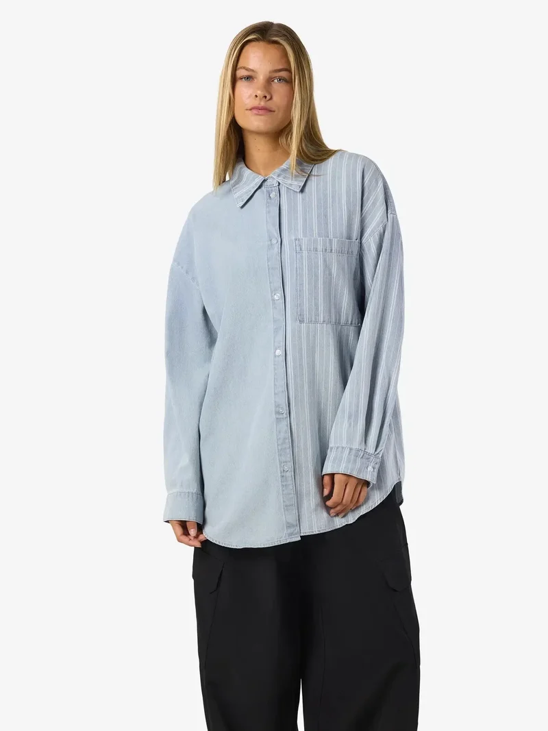 Noisy May - Nmkatri L/S Oversized Shirt Bs006Lb - 4943917 Medium Blue Denim