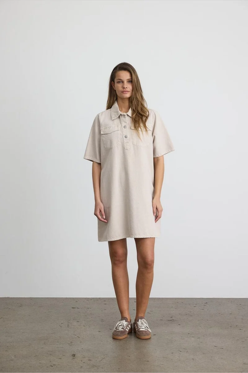 Noisy May - Nmindie S/S Short Dress Color Box - 4931415 Pumice Stone