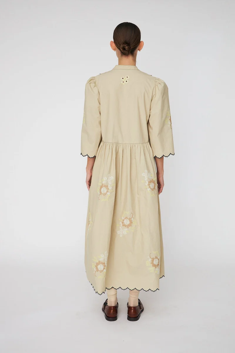 Stella Nova - Embroidered Loose Midi Dresses62-4485 - 198 Army Touch