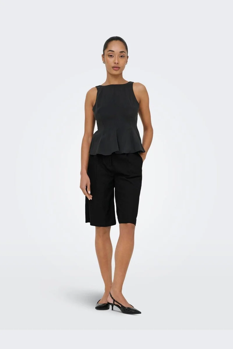 Only - Onlgoa Linen Bl Long Shorts Cc Tlr - 4942151 Black
