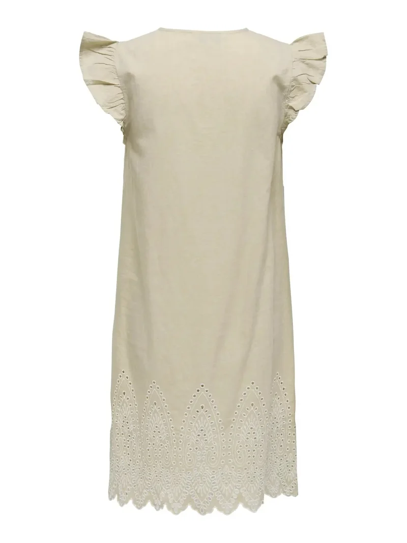 Only - Onltulum Emb S/S Dress - 4961287 Olive Gray Bright White Emb