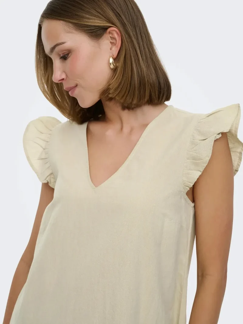 Only - Onltulum Emb S/S Dress - 4961287 Olive Gray Bright White Emb